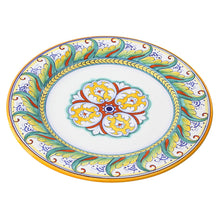 Load image into Gallery viewer, Deruta Ceramics Platter in green and yellow geometric design
