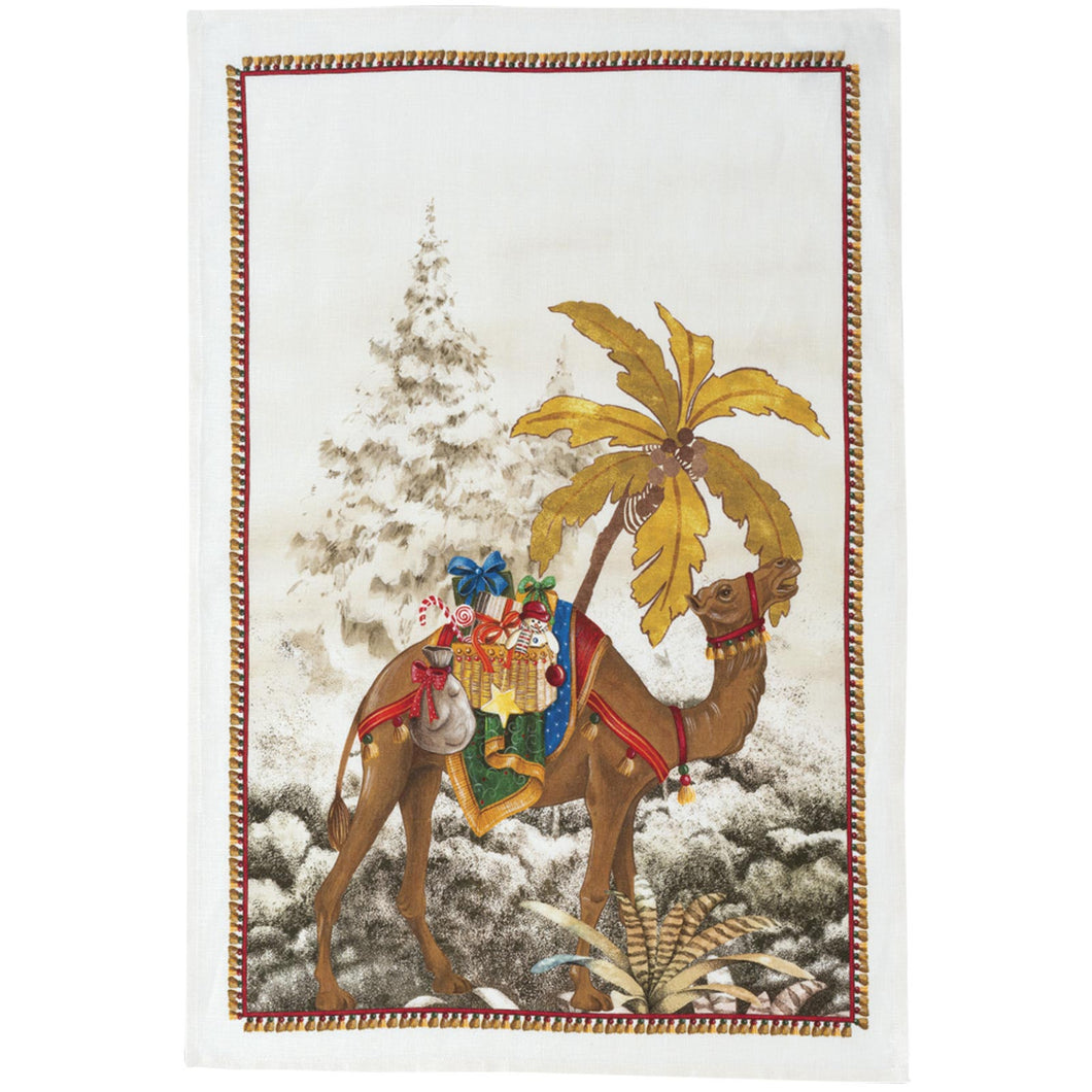 Italian Linen Tea towel Christmas design